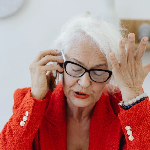 old woman on a phone call