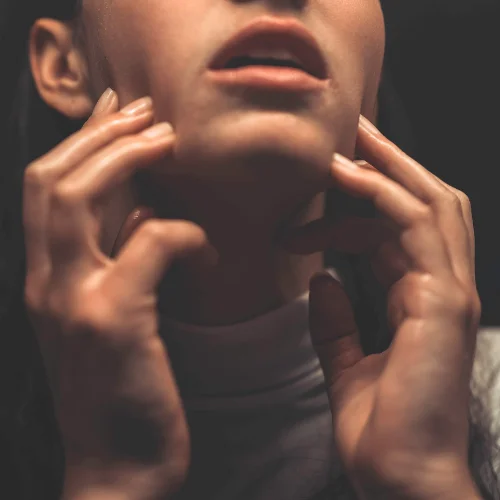 person holding jaw